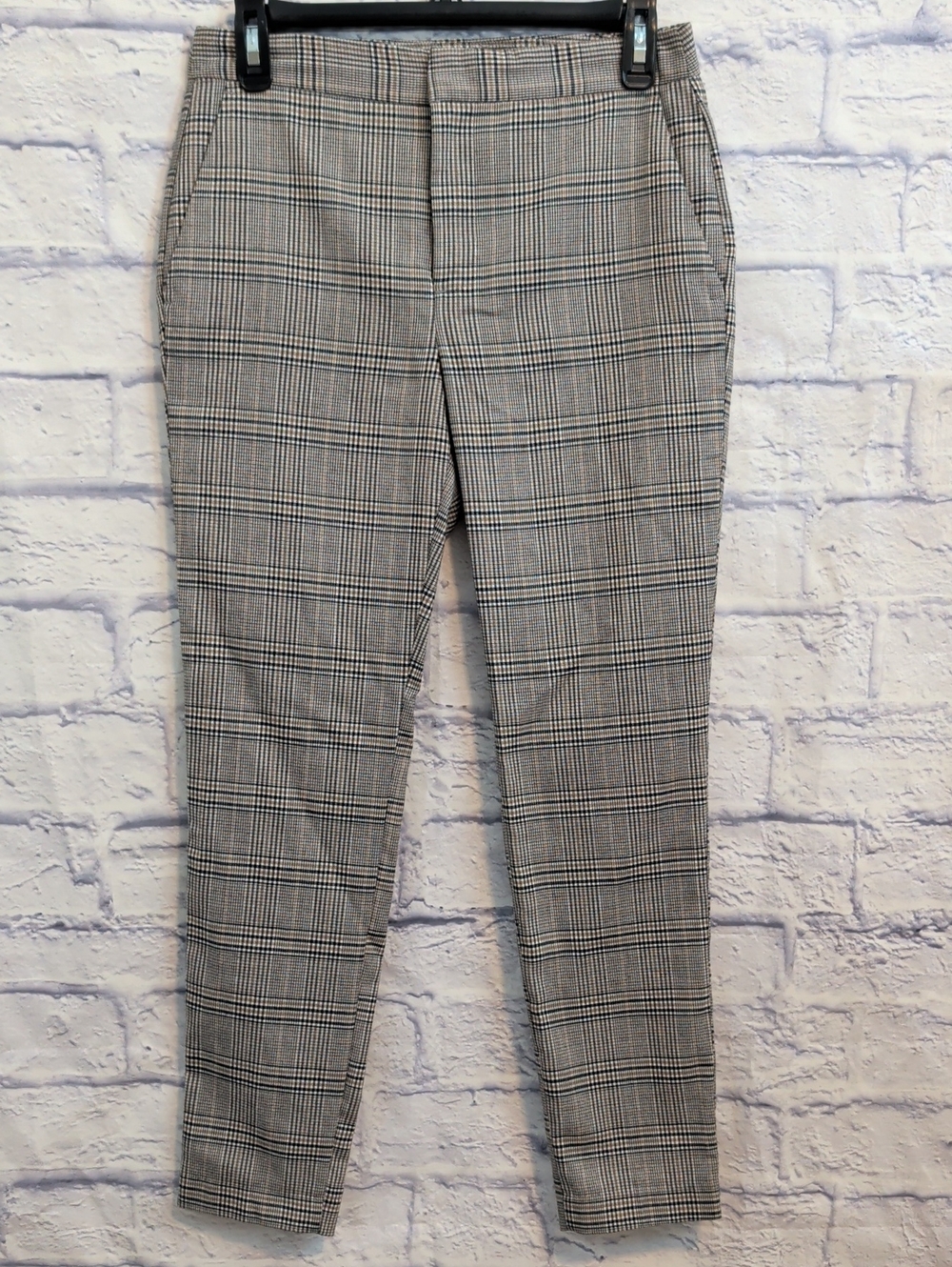 Zara Black, White, & Tan Plaid Dress Pants - Slim/Skinny Fit - Size 2